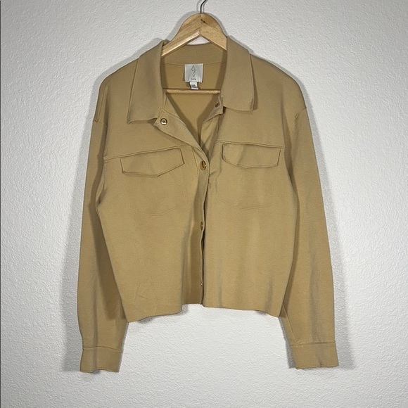 Joie Tan Utility Jacket with Relaxed Fit L - Picture 1 of 7